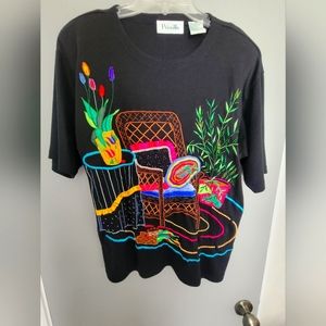 Vintage Priscilla beaded and embroidered top Size M GUC
